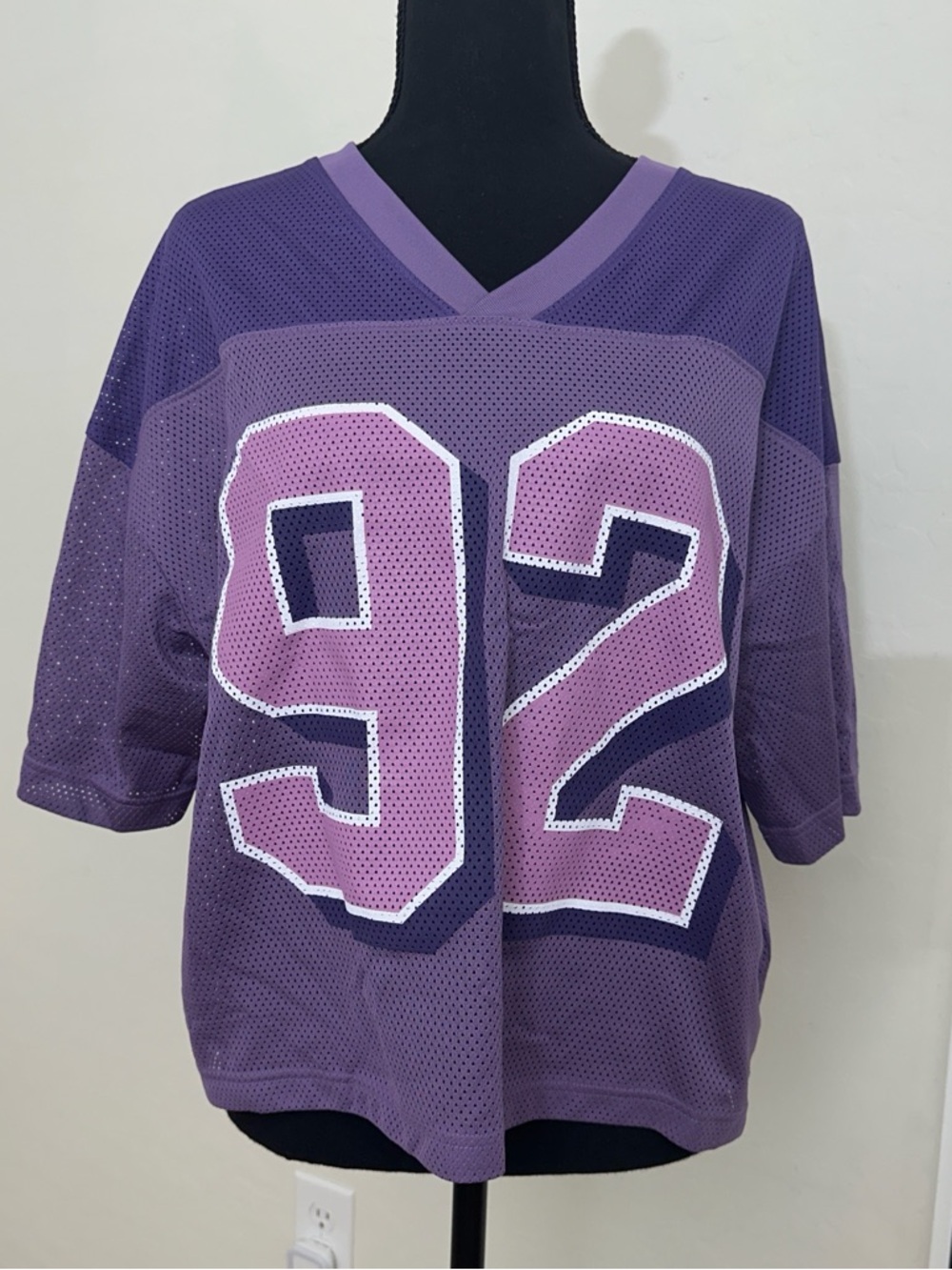 Urban Outfitters Purple Mesh Football Jersey | "92" Graphic | S